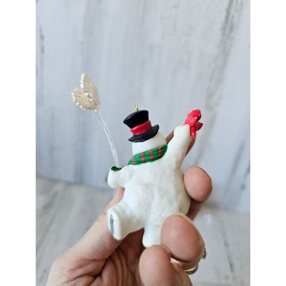 Snowman sparkle glitter Cardinal bird ornament snowball Xmas tree - Picture 7 of 16